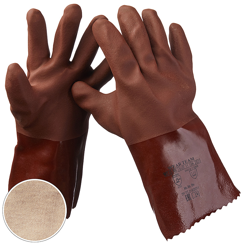 Перчатки Hands Dry 620 (ПВХ, интерлок), коричневый